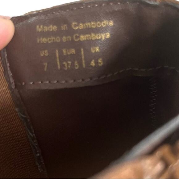 ALDO Womens Size 7 Cognac Brown Ankle Boot With Side Zipper Stacked Heel - Picture 7 of 15